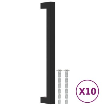 10 db fekete rozsdamentes acél szekrényfogantyú 192 mm
