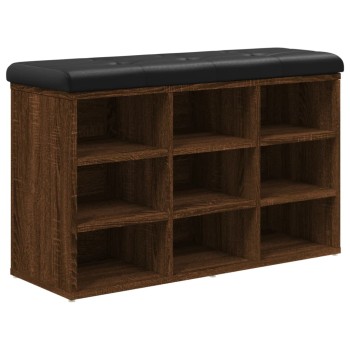 Barna tölgy színű szerelt fa cipőtároló pad 82 x 32 x 50 cm