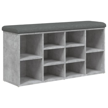 Betonszürke szerelt fa cipőtároló pad 102 x 32 x 50 cm