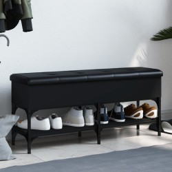 Fekete szerelt fa cipőtároló pad 102 x 32 x 45 cm