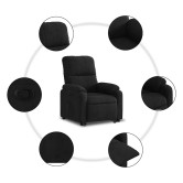 Fekete mikroszálas szövet felállást segítő dönthető fotel