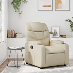 Krémszínű műbőr relaxfotel