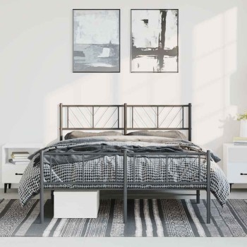 Fekete fém ágykeret fej- és lábtámlával 150 x 200 cm