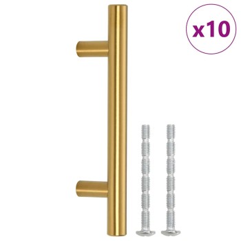 10 db aranyszínű rozsdamentes acél szekrényfogantyú 64 mm
