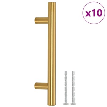 10 db aranyszínű rozsdamentes acél szekrényfogantyú 96 mm