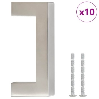 10 db ezüst rozsdamentes acél szekrényfogantyú 64 mm