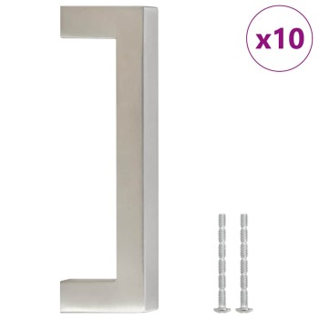 10 db ezüst rozsdamentes acél szekrényfogantyú 96 mm