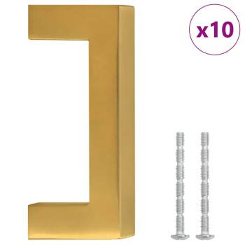 10 db aranyszínű rozsdamentes acél szekrényfogantyú 64 mm