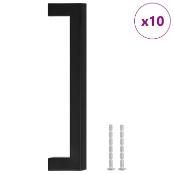 10 db fekete rozsdamentes acél szekrényfogantyú 160 mm