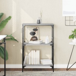 3 szintes szürke sonoma szerelt fa könyvespolc 56x35x90,5 cm