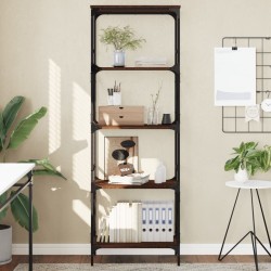 5 szintes barna tölgy színű szerelt fa könyvespolc 56x35x171 cm