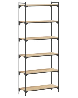 6 szintes sonoma tölgy szerelt fa könyvespolc 80 x 30 x 188 cm