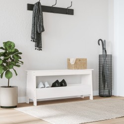 Fehér tömör fenyőfa előszoba pad 100x28x45 cm