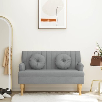 Világosszürke szövetpad párnákkal 113x64,5x75,5 cm