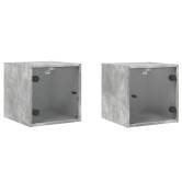 2 db betonszürke éjjeliszekrény üvegajtóval 35 x 37 x 35 cm 2 db betonszürke éjjeliszekrény üvegajtóval 35 x 37 x 35 cm
