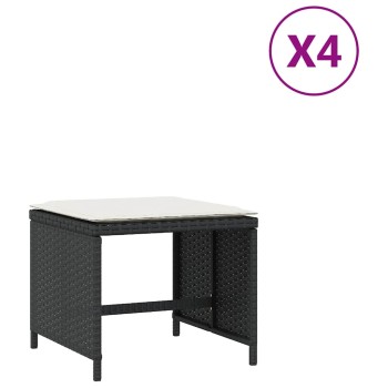 4 db fekete polyrattan kerti szék párnával 41 x 41 x 36 cm