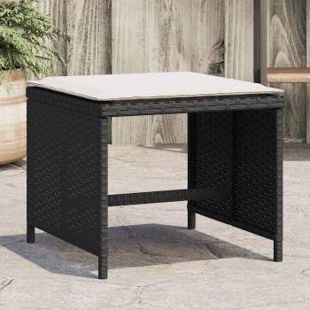 4 db fekete polyrattan kerti szék párnával 41 x 41 x 36 cm