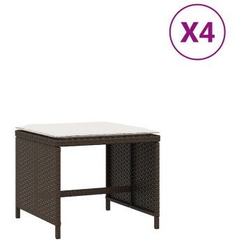 4 db barna polyrattan kerti szék párnával 41 x 41 x 36 cm