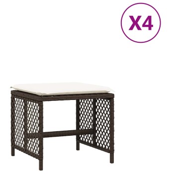 4 db barna polyrattan kerti szék párnával 41 x 41 x 36 cm