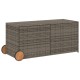 Szürke polyrattan kerti tárolóláda kerekekkel 283 l