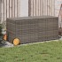 Szürke polyrattan kerti tárolóláda kerekekkel 283 l