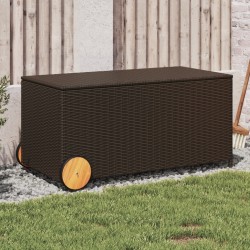 Barna polyrattan kerti tárolóláda kerekekkel 190 l