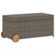 Szürke polyrattan kerti tárolóláda kerekekkel 190 l
