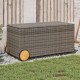Szürke polyrattan kerti tárolóláda kerekekkel 190 l