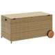 Vegyes bézs polyrattan kerti tárolóláda kerekekkel 190 l