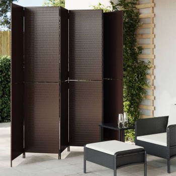 Barna 6-paneles polyrattan térelválasztó