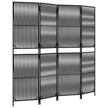 Fekete 4 paneles polyrattan térelválasztó