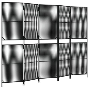 Fekete 5-paneles polyrattan térelválasztó