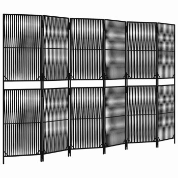 Fekete 6-paneles polyrattan térelválasztó