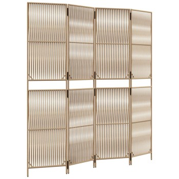 Bézs 4 paneles polyrattan térelválasztó