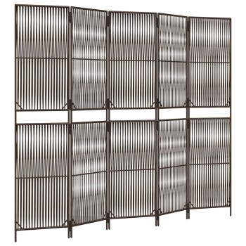Barna 5-paneles polyrattan térelválasztó
