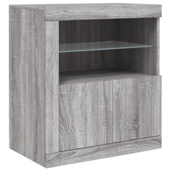 Szürke sonoma színű tálalószekrény led-ekkel 60,5 x 37 x 67 cm
