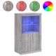 Szürke sonoma színű szerelt fa tálalószekrény led-világítással