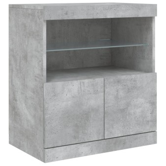 Betonszürke tálalószekrény led-világítással 60 x 37 x 67 cm