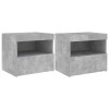 2 db betonszürke éjjeliszekrény led-fényekkel 50x40x45 cm
