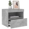 2 db betonszürke éjjeliszekrény led-fényekkel 50x40x45 cm