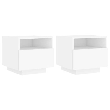 2 db fehér éjjeliszekrény led-világítással 40 x 39 x 37 cm