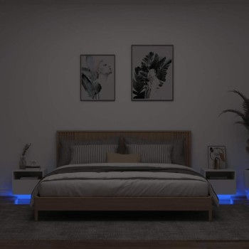 2 db fehér éjjeliszekrény led-világítással 40 x 39 x 37 cm