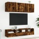 2 db füstös tölgy színű szerelt fa fali tv-szekrény 40x30x30 cm