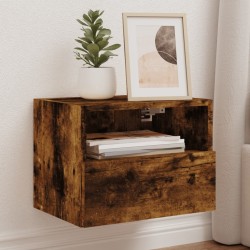 2 db füstös tölgy színű szerelt fa fali tv-szekrény 40x30x30 cm