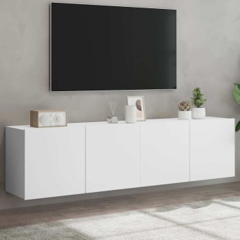2 db fehér falra szerelhető tv-szekrény 80 x 30 x 41 cm