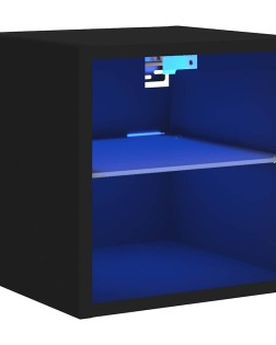 Fekete fali tv-szekrény led-világítással 30 x 28,5 x 30 cm