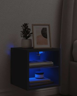 Fekete fali tv-szekrény led-világítással 30 x 28,5 x 30 cm