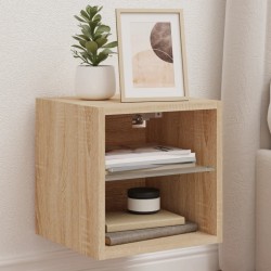 2 db sonoma tölgy fali tv-szekrény led-ekkel 30x28,5x30 cm