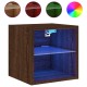 2 db barna tölgyszínű fali tv-szekrény led-del 30x28,5x30 cm