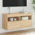 Sonoma tölgy színű fali tv-szekrény led-ekkel 80x30x40 cm